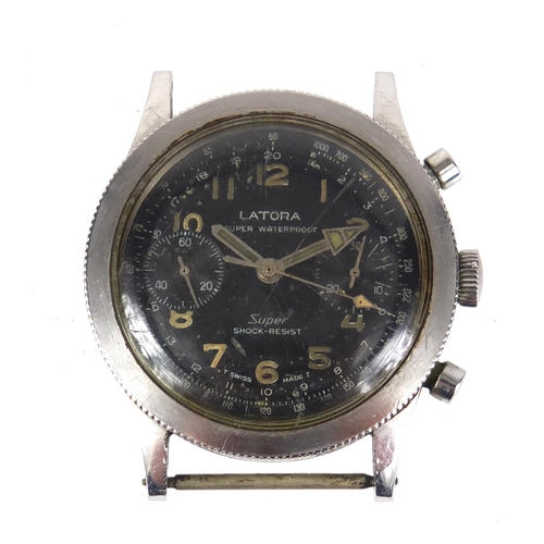 804 - Military interest Latora Super pilots wristwatch, the case 38mm in diameter excluding the crown