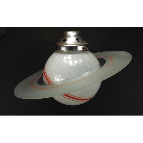 569 - Vintage Saturn glass light fitting, 30cm in diameter