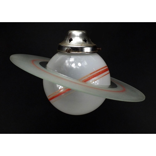 569 - Vintage Saturn glass light fitting, 30cm in diameter