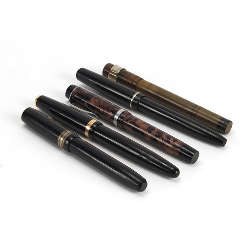 2499 - Five fountain pens including Parker Duofold and Waterman's, one with 14K gold nib