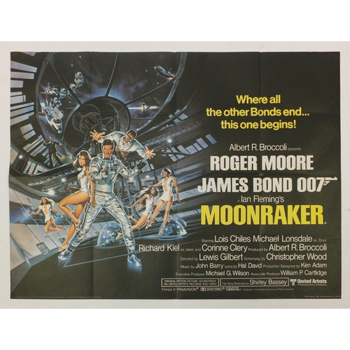 158 - Vintage James Bond 007 Moonraker UK quad film poster, printed by Lonsdale & Batholomew 1979, 101.5cm... 