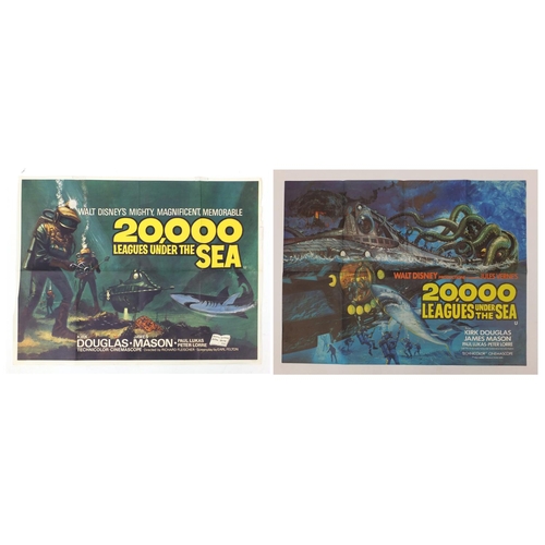 187 - Two Vintage 20,000 Leagues Under the Sea UK quad film posters, including a re-release example, both ... 