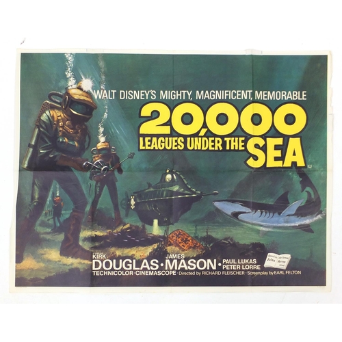 187 - Two Vintage 20,000 Leagues Under the Sea UK quad film posters, including a re-release example, both ... 