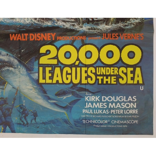 187 - Two Vintage 20,000 Leagues Under the Sea UK quad film posters, including a re-release example, both ... 