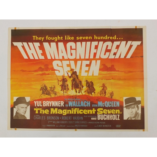 172 - Vintage The Magnificent Seven UK quad film poster, printed in England Stafford & Co, 101.5cm x 76cm