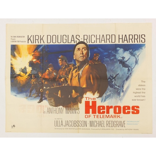 184 - Two vintage The Heroes of Telemark UK quad film posters, printed in England, Stafford & Co, each 101... 