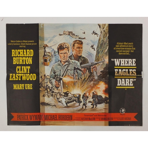 174 - Vintage Where Eagles Dare UK quad film poster, printed in England by Lonsdale & Bartholomew, 101.5cm... 