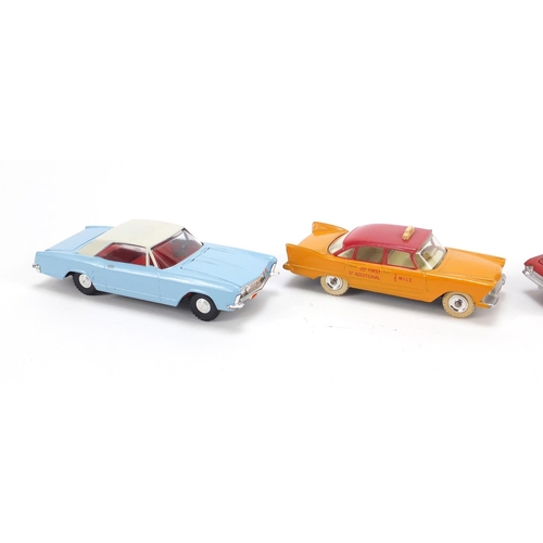 156 - Four vintage Dinky toys with boxes comprising Buick Riviera 57/001, Ford Consul Corsair 130, Ford Co... 