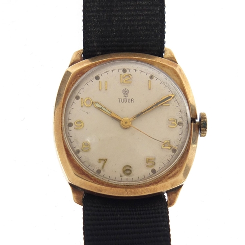 791 - Vintage 9ct gold Tudor wristwatch with luminous hands, the case 29mm wide excluding the crown