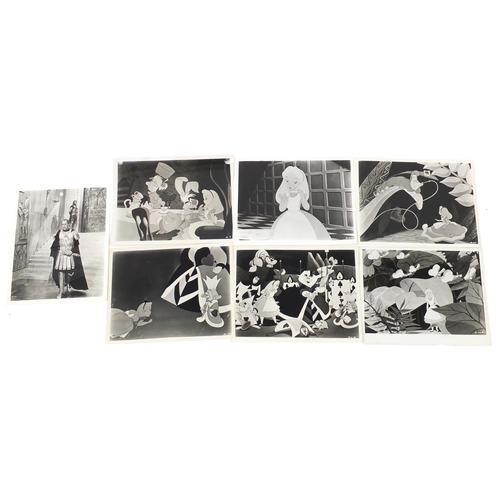 200 - Vintage black and white movie stills, including Walt Disney and Alice in Wonderland, each approximat... 