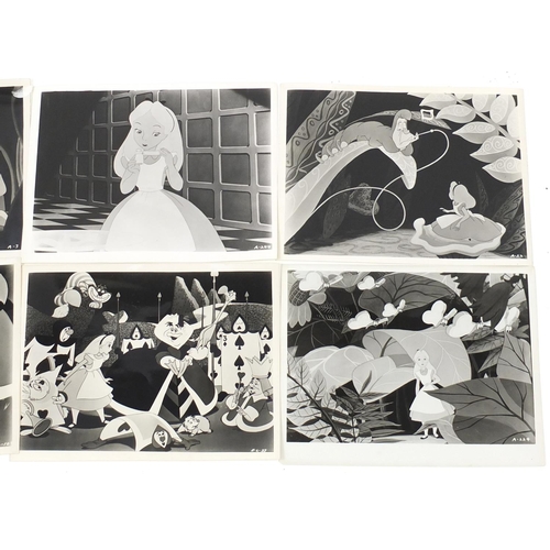 200 - Vintage black and white movie stills, including Walt Disney and Alice in Wonderland, each approximat... 