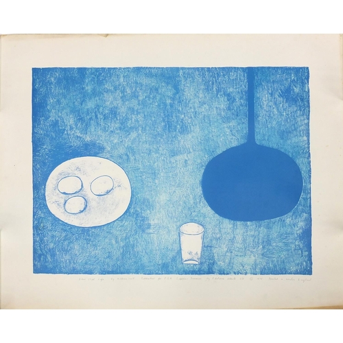 980 - William Scott - Blue still life, 1970's lithograph in  colour, published for PSA Supplies Division b... 