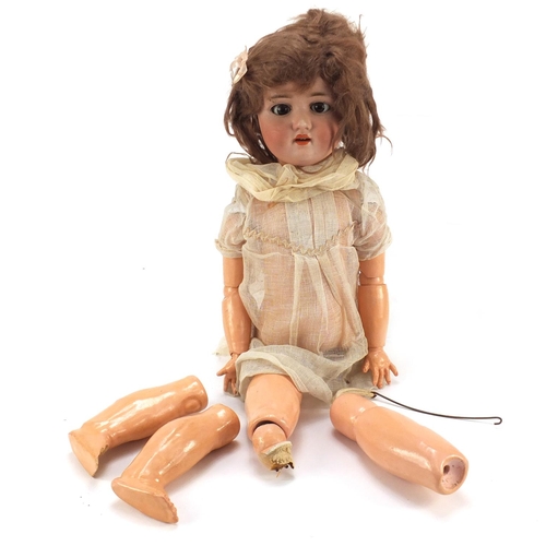 144 - German bisque headed doll with jointed limbs by Simon and Halbig, numbered 1909