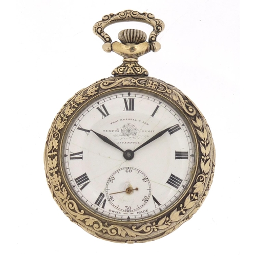 819 - Gentleman's Junghans open face pocket watch, retailed by Thomas Russell & Sons, the movement numbere... 