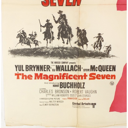 193 - Ten vintage UK quad film posters comprising, Magnificent Seven, Clash of the Titans, Family Plot, Ra... 