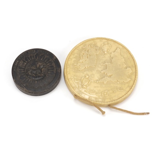 119 - Two classical wax seals including one inscribed, Freedom by God's blessing restored 1651 in the thir... 