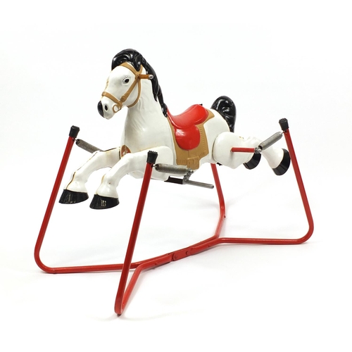 2058 - Vintage Mobo tin rocking horse, 83cm high