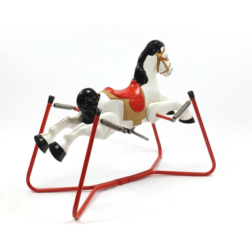 2058 - Vintage Mobo tin rocking horse, 83cm high