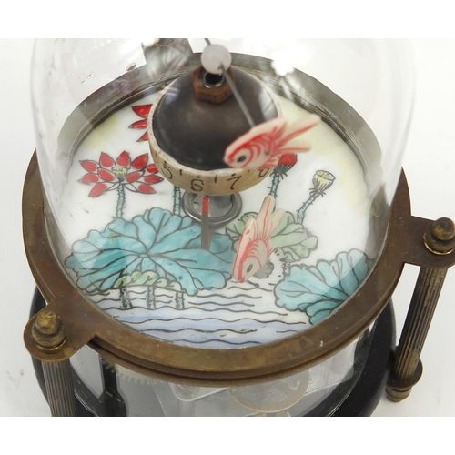 2304 - Fish tank design clockwork automaton alarm clock, 15cm high