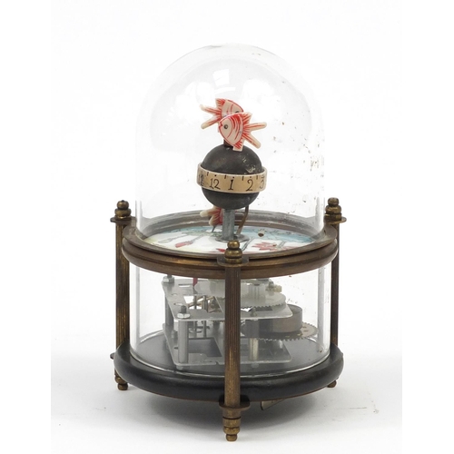 2304 - Fish tank design clockwork automaton alarm clock, 15cm high