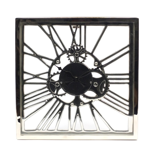 2097 - Contemporary chromed and perspex wall clock, 36cm x 36cm