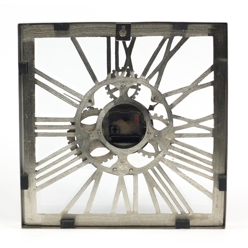 2097 - Contemporary chromed and perspex wall clock, 36cm x 36cm