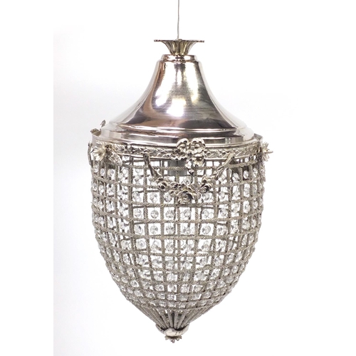 2070 - Ornate metal mounted bag chandelier, 60cm high