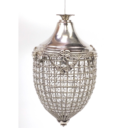 2070 - Ornate metal mounted bag chandelier, 60cm high