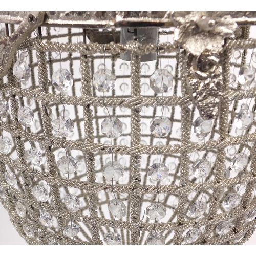 2070 - Ornate metal mounted bag chandelier, 60cm high