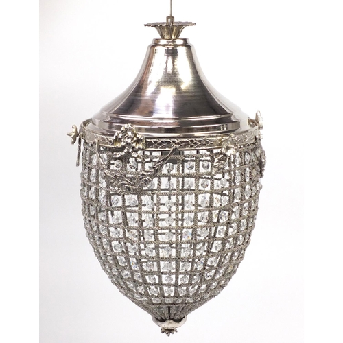 2069 - Ornate metal mounted bag chandelier, 60cm high