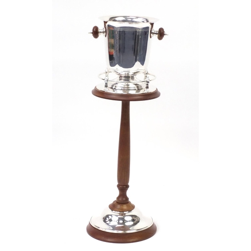 2056 - Contemporary silver plated champagne bucket on stand, 78cm high