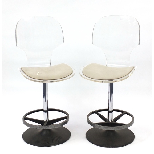 2042 - Pair of vintage Lucite breakfast stools, each 104cm high