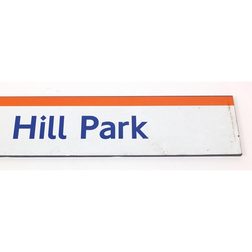 2096 - Large London overground Bush Hill Park railway sign, 210cm x 30cm