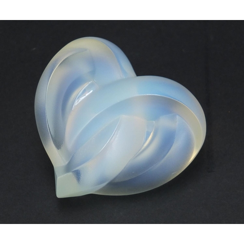 2479 - Lalique frosted opalescent glass love heart paperweight, 7.5cm  high