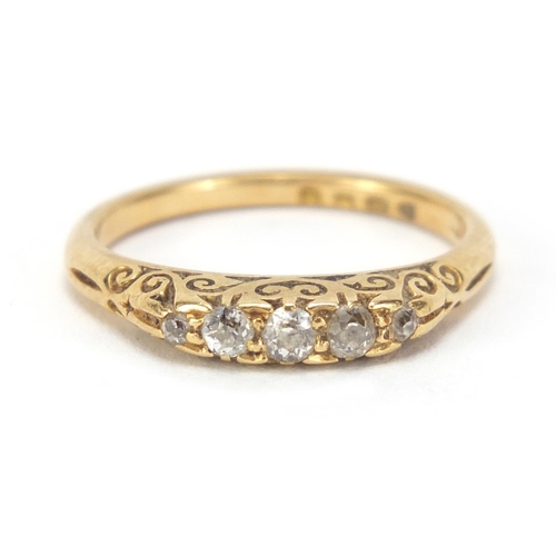 2536 - Victorian 18ct gold diamond five stone ring, size N, 2.8g