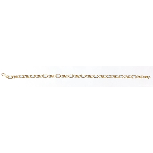 2533 - 9ct gold blue stone and diamond bracelet, 20cm in length, 6.2g