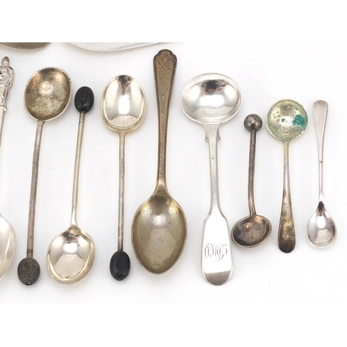 2496 - Victorian and later silver flatware including teaspoons, a caddy spoon and shoehorn, various hallmar... 