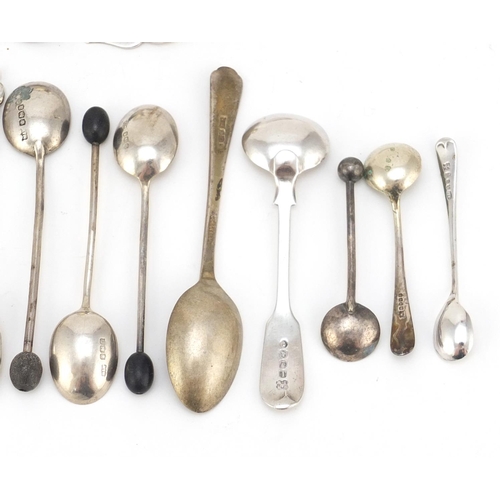 2496 - Victorian and later silver flatware including teaspoons, a caddy spoon and shoehorn, various hallmar... 