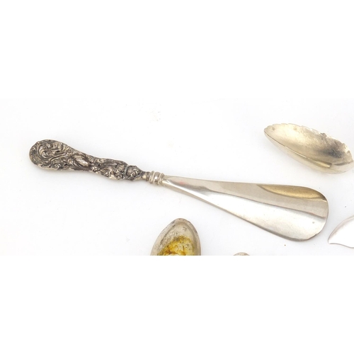 2496 - Victorian and later silver flatware including teaspoons, a caddy spoon and shoehorn, various hallmar... 