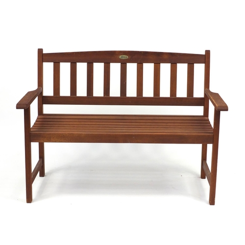 41 - Teak garden bench, 85cm H x 120cm W x 60cm D