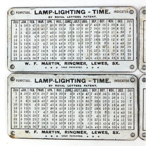 84 - Set of four vintage lighting lamp time perpetual indicator enamel advertising plaques by Royal Lette... 