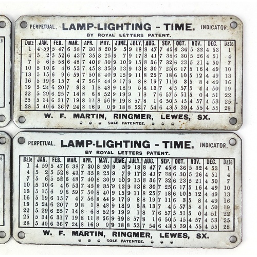 84 - Set of four vintage lighting lamp time perpetual indicator enamel advertising plaques by Royal Lette... 