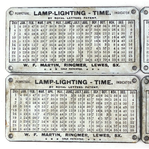 85 - Set of four vintage lighting lamp time perpetual indicator enamel advertising plaques by Royal Lette... 