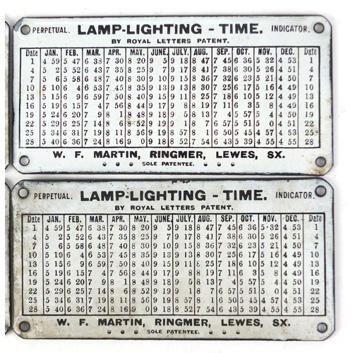 85 - Set of four vintage lighting lamp time perpetual indicator enamel advertising plaques by Royal Lette... 