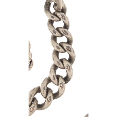 2532 - Graduated silver watch chain with T-bar, 35cm in length, 40.8g