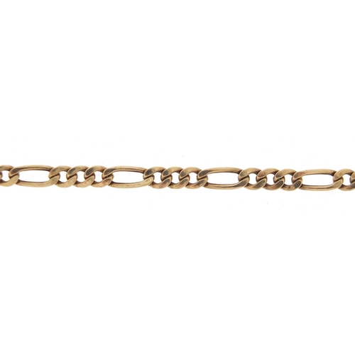 2528 - 9ct gold figaro link bracelet, 20cm in length, 3.8g