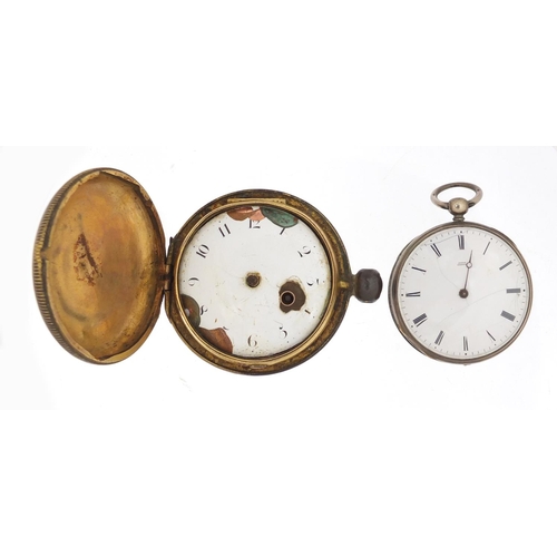 2606 - Georgian full hunter pocket watch and a Ladies silver Dublin pocket watch