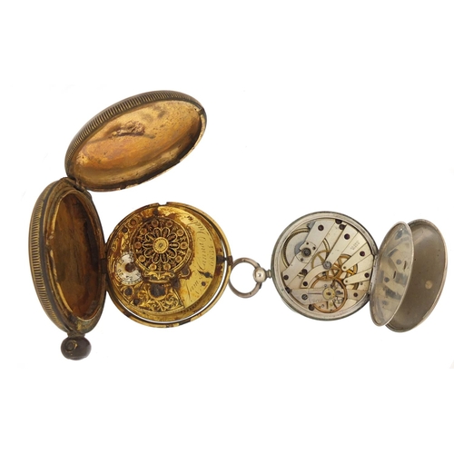 2606 - Georgian full hunter pocket watch and a Ladies silver Dublin pocket watch