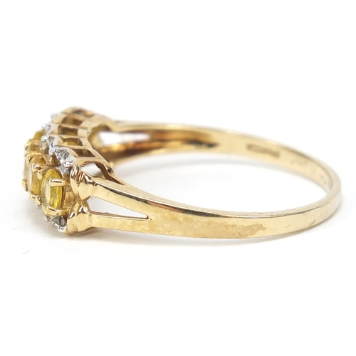 2541 - 9ct gold citrine and diamond ring, size X, 2.9g