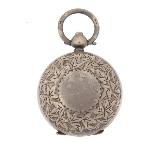 2549 - Silver sovereign case, engraved with leaves,  Birmingham 1913, 3cm in diameter, 22.4g